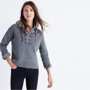 Madewell front lace gray sweater